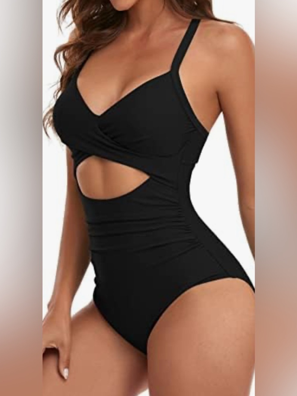 NWT- XL EOMENIE Black Cutout
Lace Up Criss Cross Plunge Neckline Cutout Swimwear